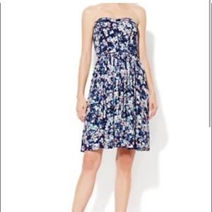 Eva Mendes for New York & company floral navy corset strapless mini dress
